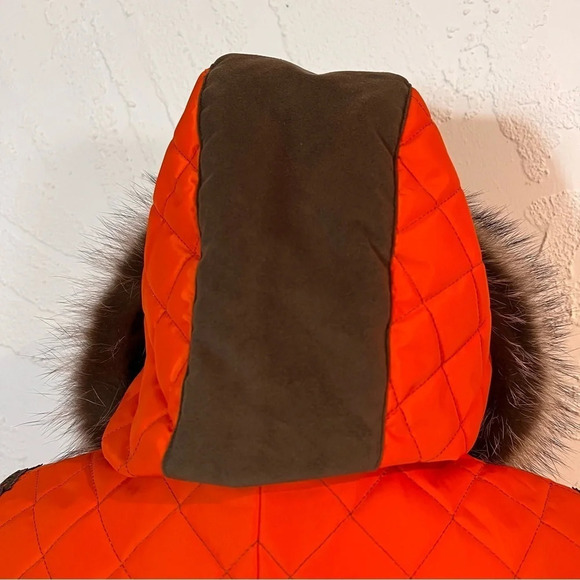 M. Miller Orange Nora Quilted Vest with Fur Sz-S - Picture 8 of 13